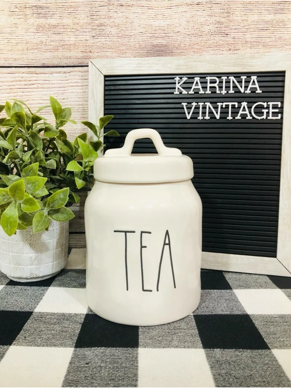 Rae Dunn Cream White Ceramic Coffee Sugar Tea Canister Set kitchen storage decor